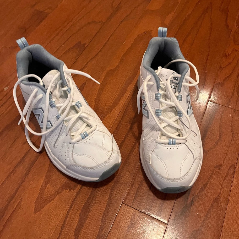 New Balance White and Light Blue Athletic Shoes - Picture 2 of 2